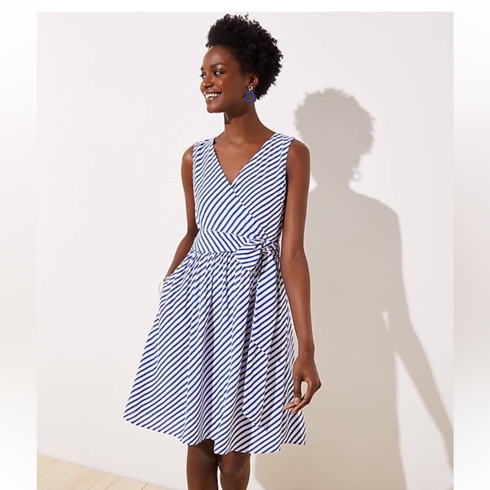NWT LOFT Striped Blue and White Sleeveless Dress 4